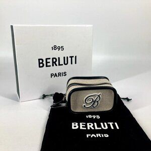 Berluti golf B logo golf ball pouch With key ring Pouch Beige Unused